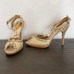 Just Cavalli Tan Whip Stitched Sandal 36.5